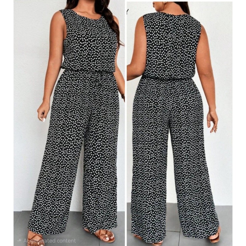Lovely navy blue Floral Print Halter  Jumpsuit jumper romper size Medium